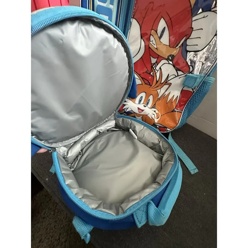 Sonic The Hedgehog Backpack w/ Attached Lunch Bag Knuckles Tails Kids School